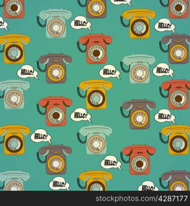 background with retro phone, illustration in vector format