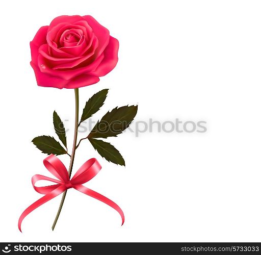 Background with rose and a bow. Vector.