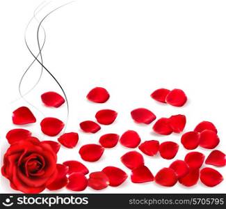 Background with rose petals. Vector.
