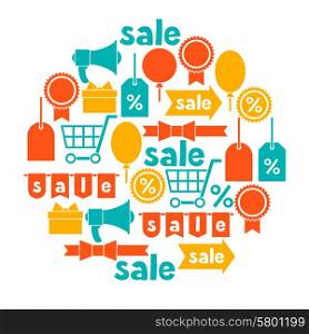Background with sale and shopping icons design elements. Background with sale and shopping icons design elements.