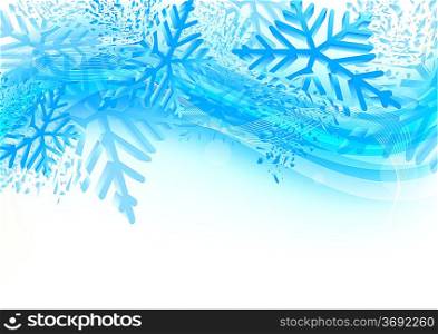 Background with snowflakes in blue color