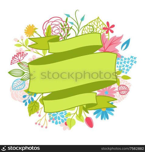 Background with spring flowers. Beautiful decorative natural plants, buds and leaves.. Background with spring flowers.