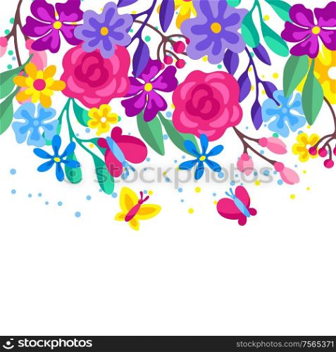 Background with spring flowers. Beautiful decorative natural plants, buds and leaves.. Background with spring flowers. Beautiful decorative natural plants.