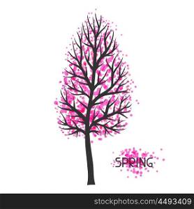 Background with spring tree. Illustration of silhouette and abstract spots. Background with spring tree. Illustration of silhouette and abstract spots.
