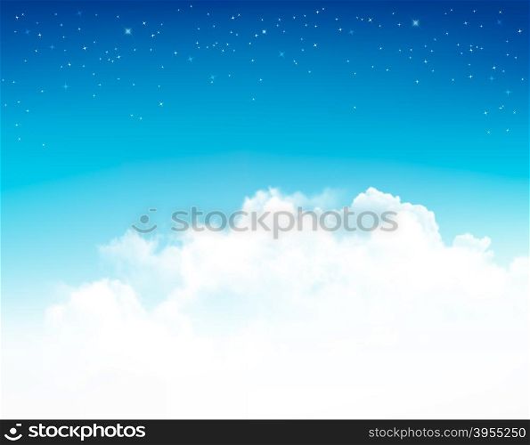 Background with stars in the night sky. Vector.