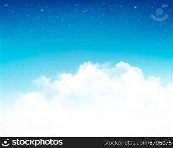 Background with stars in the night sky. Vector.