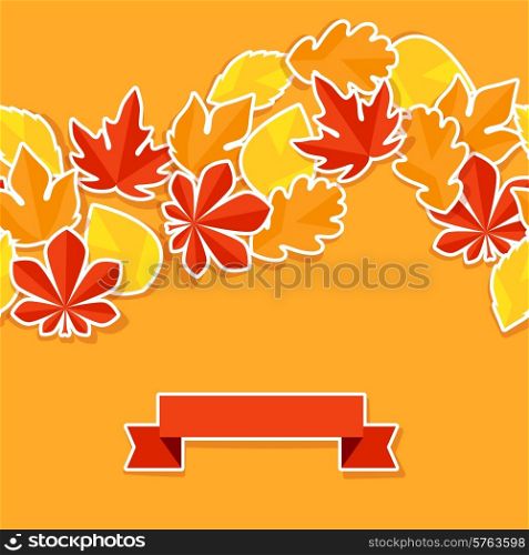 Background with stickers autumn leaves.