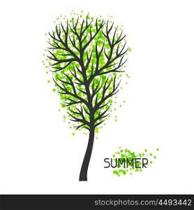 Background with summer tree. Illustration of silhouette and abstract spots. Background with summer tree. Illustration of silhouette and abstract spots.