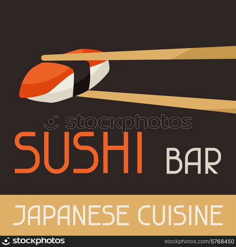 Background with sushi. Japanese traditional cuisine illustration.