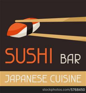 Background with sushi. Japanese traditional cuisine illustration.