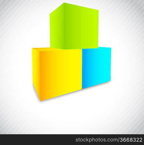 Background with three bright cubes