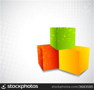 Background with three bright cubes