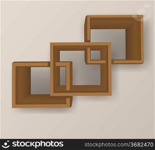Background with three brown cross wood bookshelf