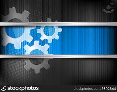 Background with three gears and blue line