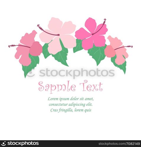 Background with tropical flowers. Vector illustration hibiscus flower. Background with tropical flowers