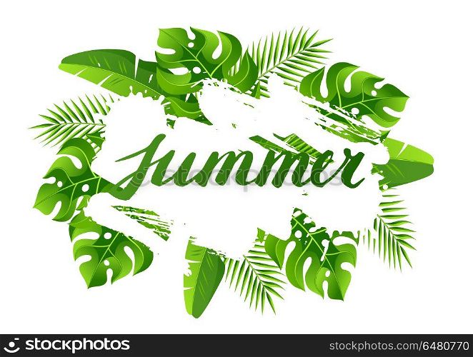 Background with tropical palm leaves. Exotic tropical plants. Illustration of jungle nature. Background with tropical palm leaves. Exotic tropical plants. Illustration of jungle nature.