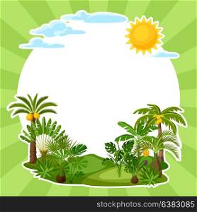 Background with tropical palm trees. Exotic tropical plants Illustration of jungle nature. Background with tropical palm trees. Exotic tropical plants Illustration of jungle nature.