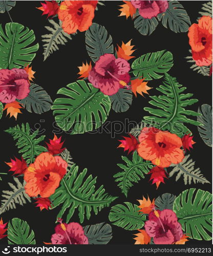 Background with tropical plants - flowers and plants nature