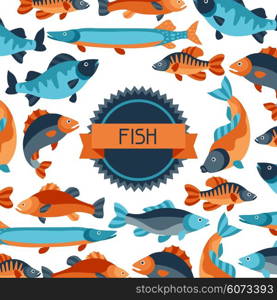 Background with various fish. Image for advertising booklets, banners, flayers, article and social media.