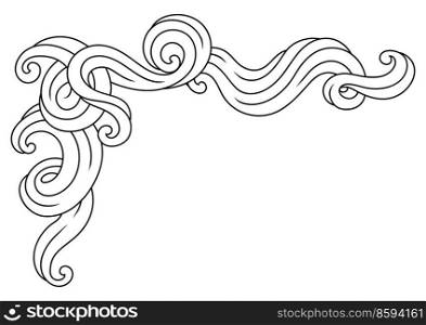 Background with wave line curls. Monochrome stripes black and white texture. Swirly abstract fur or hair.. Background with wave line curls. Monochrome stripes black and white texture.