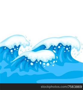 Background with waves and sea foam. Design with ocean, river or water texture.. Background with waves and sea foam.