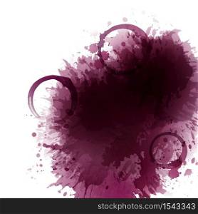 Background with wine stains, spots, drops red wine. Wine glasses stains. Background for banners and promotional posters. Vector
