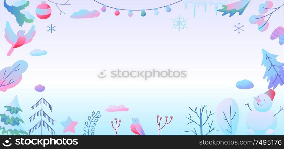 Background with winter items. New Year and Christmas objects.. Background with winter items.