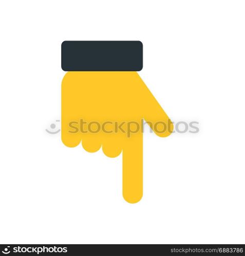 backhand index pointing down, icon on isolated background,