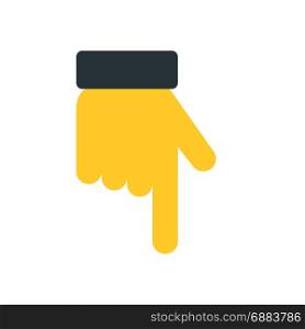 backhand index pointing down, icon on isolated background,