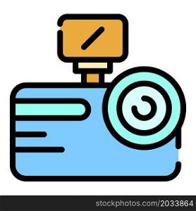 Backlit camera icon. Outline backlit camera vector icon color flat isolated. Backlit camera icon color outline vector