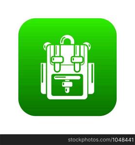 Backpack adventure icon green vector isolated on white background. Backpack adventure icon green vector