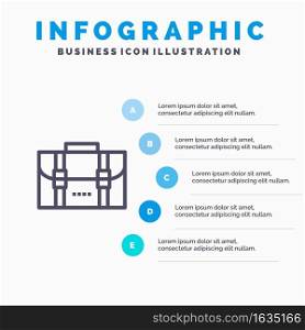 Backpack, Bag, Travel, Office Line icon with 5 steps presentation infographics Background