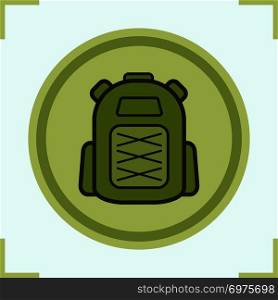 Backpack color icon. Tourist&rsquo;s rucksack. Isolated vector illustration. Backpack color icon