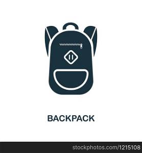 Backpack creative icon. Simple element illustration. Backpack concept symbol design from school collection. Can be used for mobile and web design, apps, software, print.. Backpack icon. Monochrome style icon design from school icon collection. UI. Illustration of backpack icon. Pictogram isolated on white. Ready to use in web design, apps, software, print.
