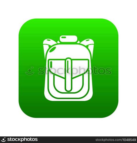 Backpack element icon green vector isolated on white background. Backpack element icon green vector