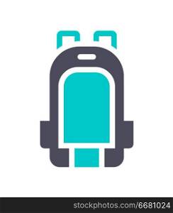 backpack, gray turquoise icon on a white background. New gray turquoise icon on a white background