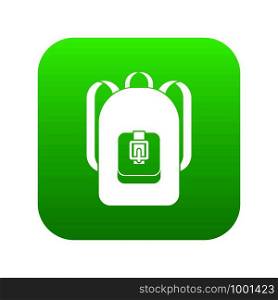Backpack icon digital green for any design isolated on white vector illustration. Backpack icon digital green