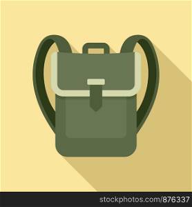 Backpack icon. Flat illustration of backpack vector icon for web design. Backpack icon, flat style