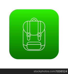 Backpack icon green vector isolated on white background. Backpack icon green vector