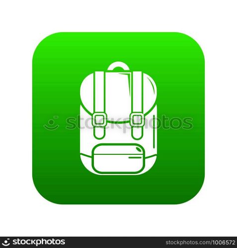 Backpack icon green vector isolated on white background. Backpack icon green vector