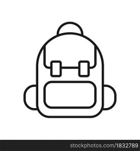 Backpack icon in linear style isolated on white background. Backpack for school or hiking. Vector illustration