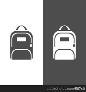 Backpack icon on a dark and white background