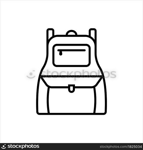 Backpack Icon, Rucksack Icon, Hiker Student Cloth Bag Vector Art Illustration