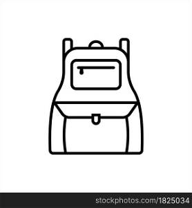 Backpack Icon, Rucksack Icon, Hiker Student Cloth Bag Vector Art Illustration