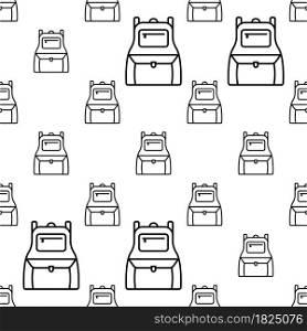 Backpack Icon Seamless Pattern, Rucksack Icon, Hiker Student Cloth Bag Vector Art Illustration