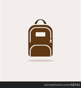 Backpack icon with shadow on beige background