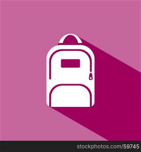 Backpack icon with shadow on pink background