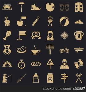 Backpack icons set. Simple style of 36 backpack vector icons for web for any design. Backpack icons set, simple style