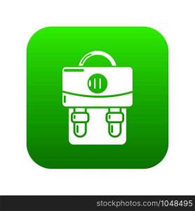 Backpack luggage icon green vector isolated on white background. Backpack luggage icon green vector