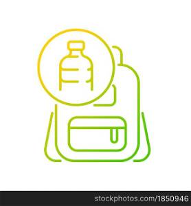 Backpack made from plastic gradient linear vector icon. Sustainable bags. Repurposing discarded water bottles. Thin line color symbol. Modern style pictogram. Vector isolated outline drawing. Backpack made from plastic gradient linear vector icon